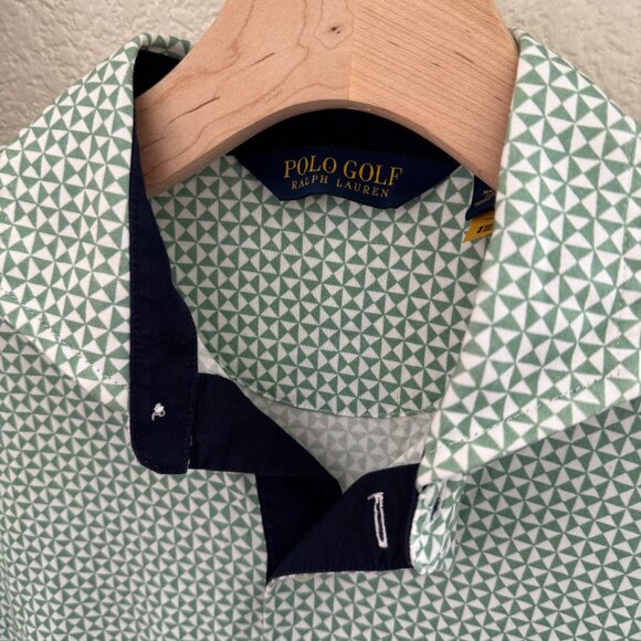 Polo Golf Ralph Lauren Green Geometric Patterned Golf Polo - Picture 2 of 5